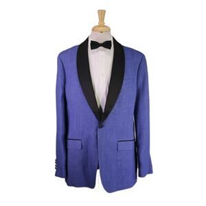 Bonobos Mens Tuxedo Blazer 44L Blue Linen Slim Fit Shawl Lapel Formal NWT